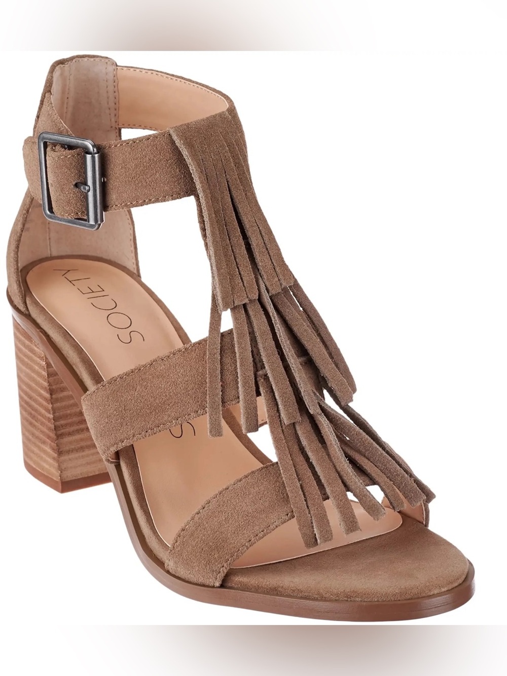 Sole Society Delilah Suede Fringe Block Heel
